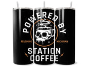 Powered By Station Coffee Skull Tumbler