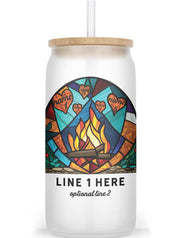 Campfire with Personalized Hearts Stained Glass Glass Tumbler